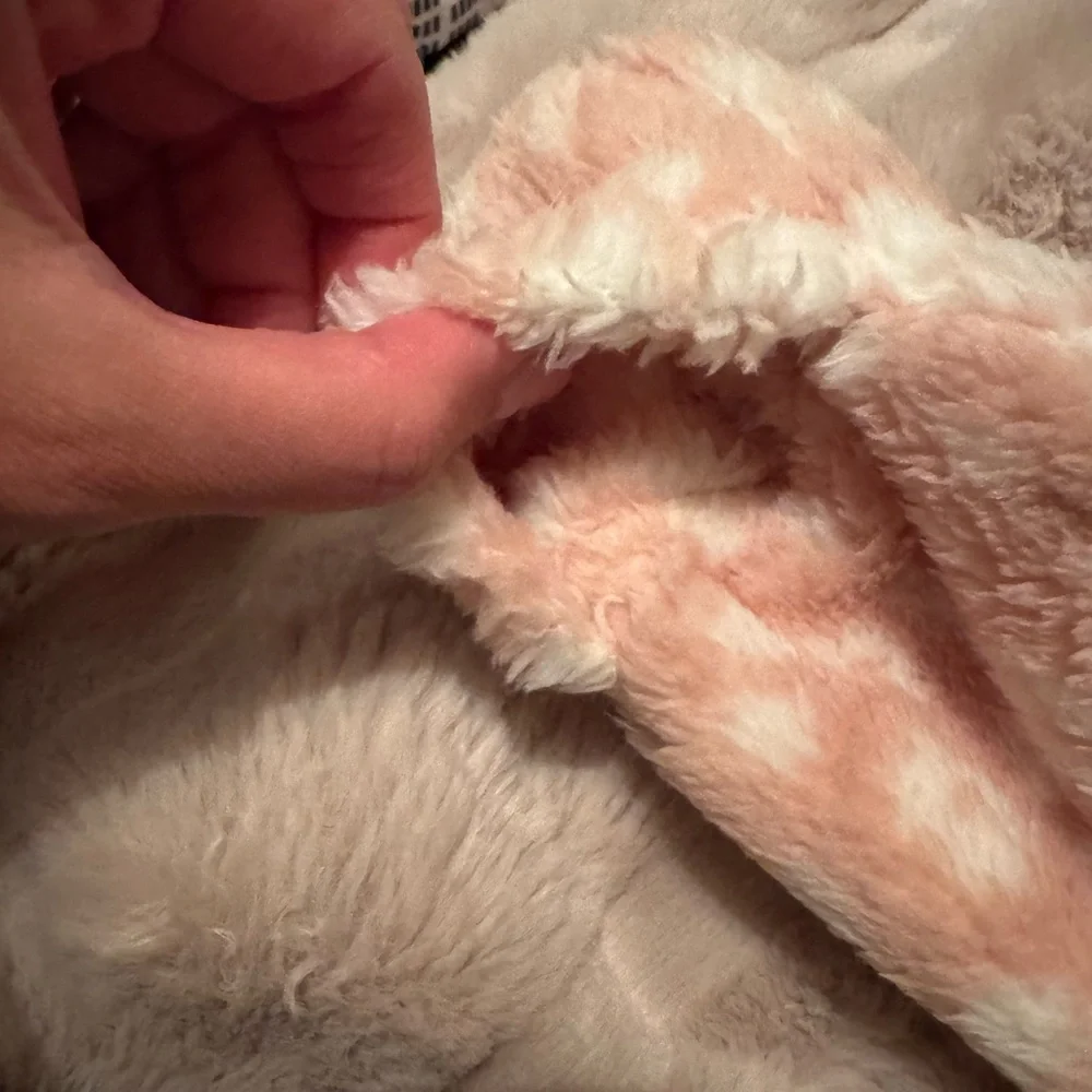 Carter's Pink & Cream Fuzzy Hooded Footed One-Piece
